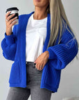 Midnight Blue Open Front Dropped Shoulder Cardigan