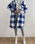 Gray Plaid Collared Neck Button Down Coat