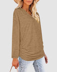 Sienna Ruched V-Neck Long Sleeve T-Shirt