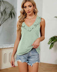 Dark Gray Ruffle V-Neck Tank Top