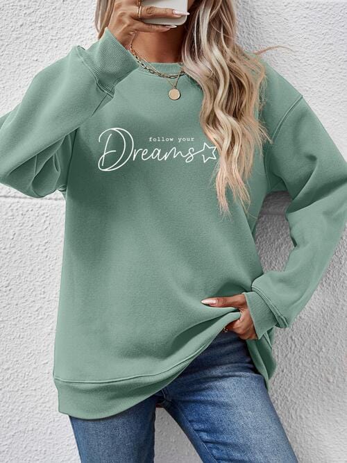 Light Slate Gray FOLLOW YOUR DREAMS Graphic Sweatshirt