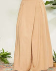 Tan Mittoshop Wrap Pleating Detail Wide Leg Pants