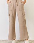 Light Gray RISEN High Waist Cargo Wide Leg Pants