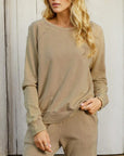 Rosy Brown Round Neck Long Sleeve Sweatshirt