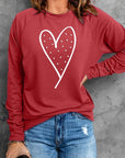 Sienna Heart Pearl Detail Round Neck Sweatshirt