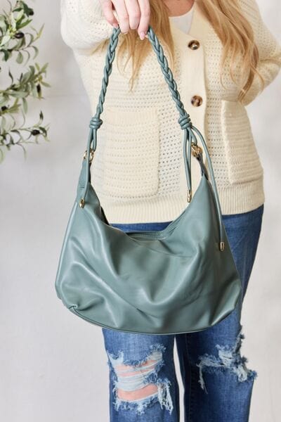 Light Gray SHOMICO Braided Strap Shoulder Bag