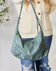 Light Gray SHOMICO Braided Strap Shoulder Bag