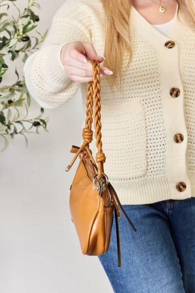 Light Gray SHOMICO Braided Strap Shoulder Bag