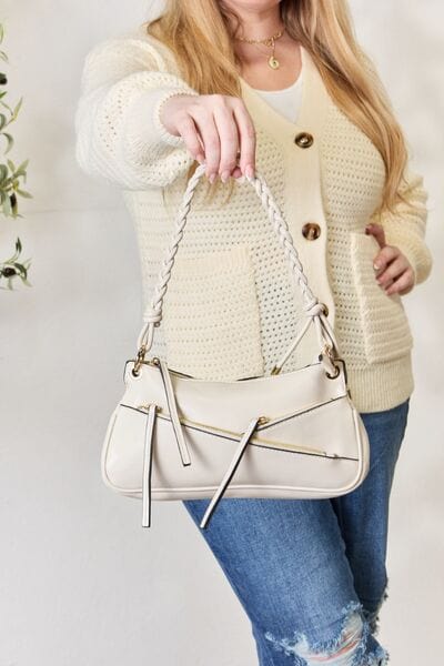 Light Gray SHOMICO Braided Strap Shoulder Bag