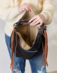 Dark Slate Gray SHOMICO Fringe Detail Contrast Handbag