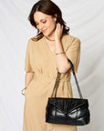 Light Gray SHOMICO PU Leather Chain Handbag