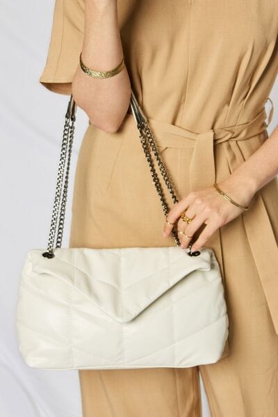 Tan SHOMICO PU Leather Chain Handbag