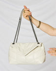 Light Gray SHOMICO PU Leather Chain Handbag