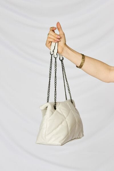 Light Gray SHOMICO PU Leather Chain Handbag