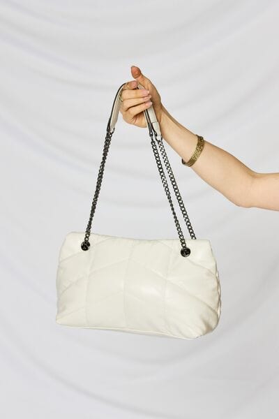 Light Gray SHOMICO PU Leather Chain Handbag