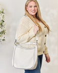 Light Gray SHOMICO Weaved Vegan Leather Handbag