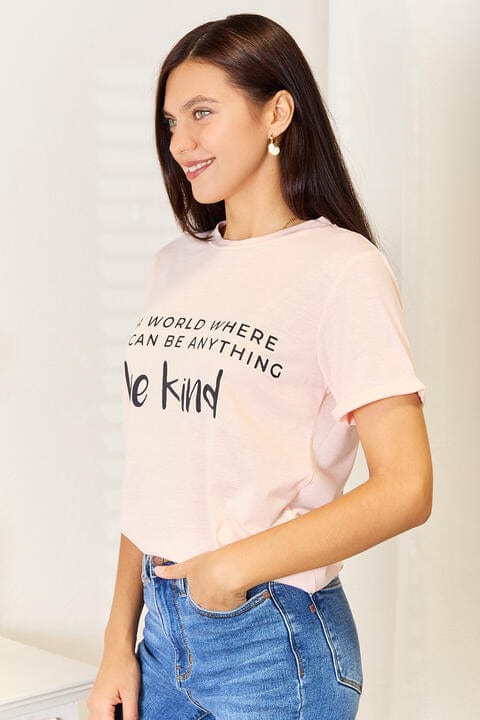 Antique White Simply Love Slogan Graphic Cuffed T-Shirt