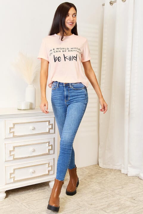 Light Gray Simply Love Slogan Graphic Cuffed T-Shirt