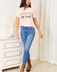 Light Gray Simply Love Slogan Graphic Cuffed T-Shirt