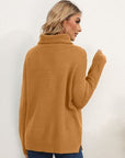 Sienna Slit Turtleneck Dropped Shoulder Sweater