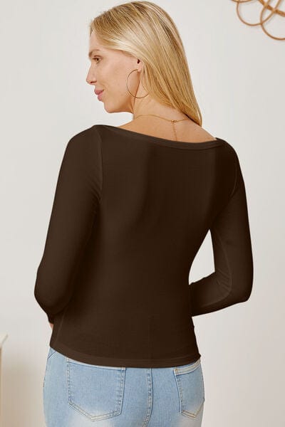 Black Square Neck Long Sleeve T-Shirt