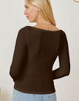 Black Square Neck Long Sleeve T-Shirt