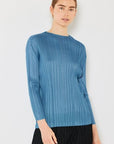 Light Gray Marina West Swim Pleated Long Sleeve Boatneck Top