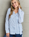 Gray Ninexis Take Your Time Collared Button Down Striped Shirt