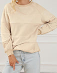 Light Gray Striped Round Neck Long Sleeve Sweatshirt