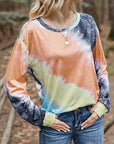 Rosy Brown Printed Round Neck Long Sleeve T-Shirt