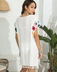 Light Gray Tassel Boat Neck Flutter Sleeve Cover Up