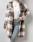 Gray Plaid Collared Neck Button Down Coat