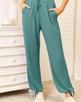 Dim Gray Basic Bae Full Size Soft Rayon Drawstring Waist Pants with Pockets
