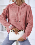 Rosy Brown Texture Drawstring Long Sleeve Hooded Sweater