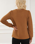 Sienna Texture Round Neck Long Sleeve Sweatshirt