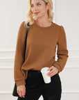 Light Gray Texture Round Neck Long Sleeve Sweatshirt