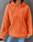 Chocolate Textured Drawstring Drop Shoulder Hoodie