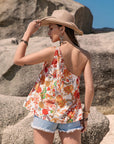 Rosy Brown Tied Printed One Shoulder Tank