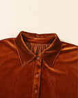 Dark Red Tiered Button Up Collared Neck Shirt