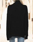 Black Turtleneck Drop Shoulder Long Sleeve Sweater