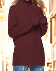 Bisque Turtleneck Drop Shoulder Long Sleeve Sweater