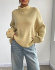 Rosy Brown Turtleneck Dropped Shoulder Sweater