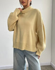 Rosy Brown Turtleneck Dropped Shoulder Sweater