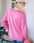 Gray Twisted Plunge Neck Dropped Shoulder Sweatshirt