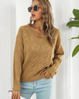 Light Gray V-Neck Drop Shoulder Sweater