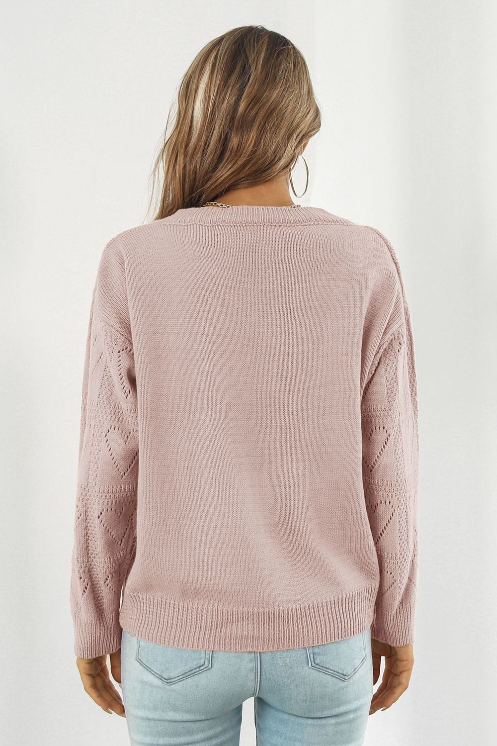 Light Gray V-Neck Drop Shoulder Sweater