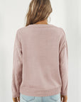 Light Gray V-Neck Drop Shoulder Sweater