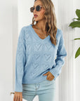 Light Gray V-Neck Drop Shoulder Sweater