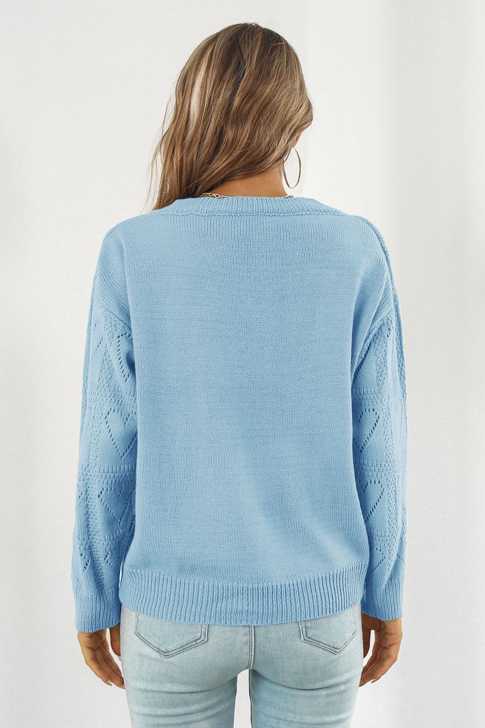 Light Gray V-Neck Drop Shoulder Sweater