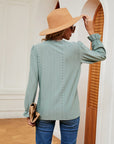 Gray V-Neck Flounce Sleeve Blouse